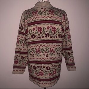 Vintage Floral pattern Turtleneck Knit Sweater